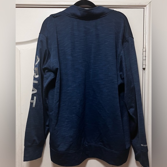 Men’s Ariat Team Logo 1/4 Zip Sweatshirt Pullover. Indigo Heather Blue. X-Large - Picture 7 of 9